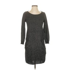 Sandro Sweater Dress Women Size 1 Small Black Metallic Lambswool Cashmere Pocket